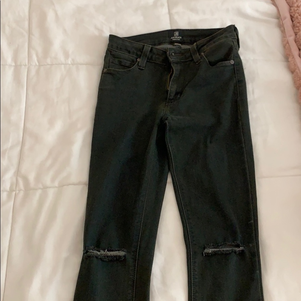 Dark green skinny jeans